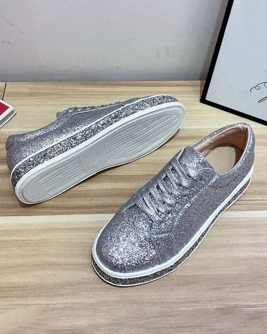 Kvinners Plattform Sneakers med Glitterdetaljer Uformelt Stil 6