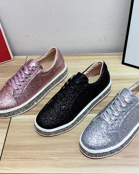 Kvinners Plattform Sneakers med Glitterdetaljer Uformelt Stil 8