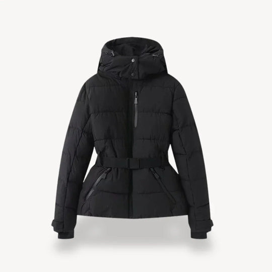 Kvinners Puffer Jakke Med Belte Justerbar Silhuett 3