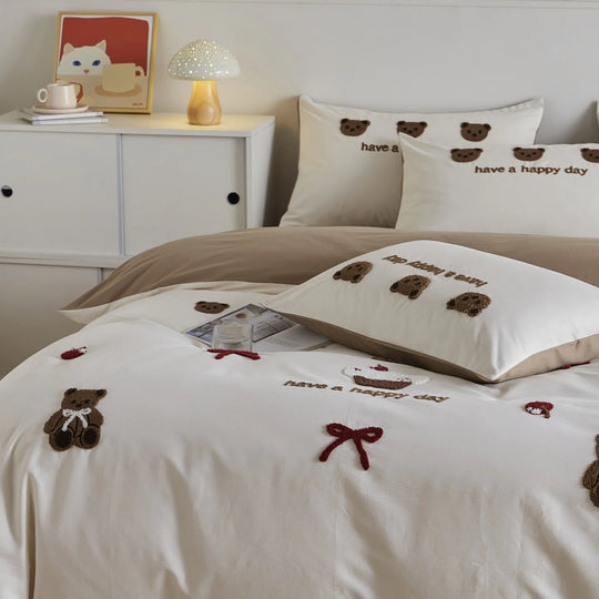 Kvinners Sengetøysett med Brodert Måne- og Kaninmotiv 3