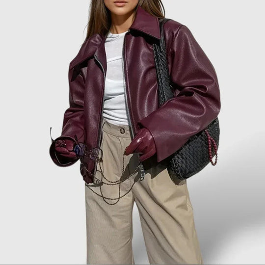 Kvinners Skinnjakke med Glidelås og Stativkrage 1