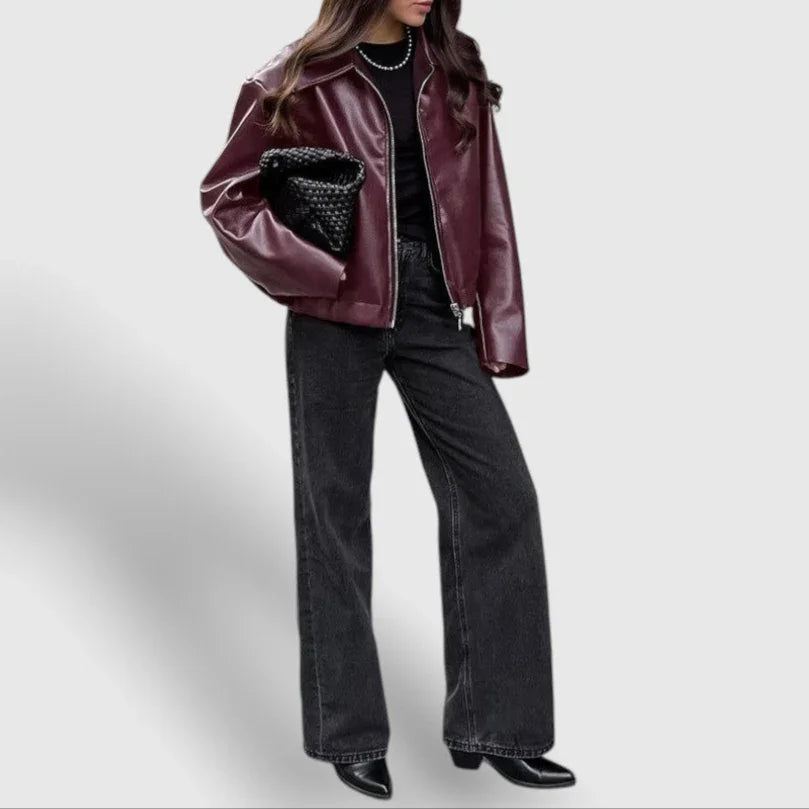 Kvinners Skinnjakke med Glidelås og Stativkrage 2