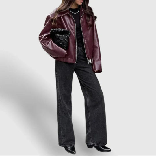 Kvinners Skinnjakke med Glidelås og Stativkrage 2