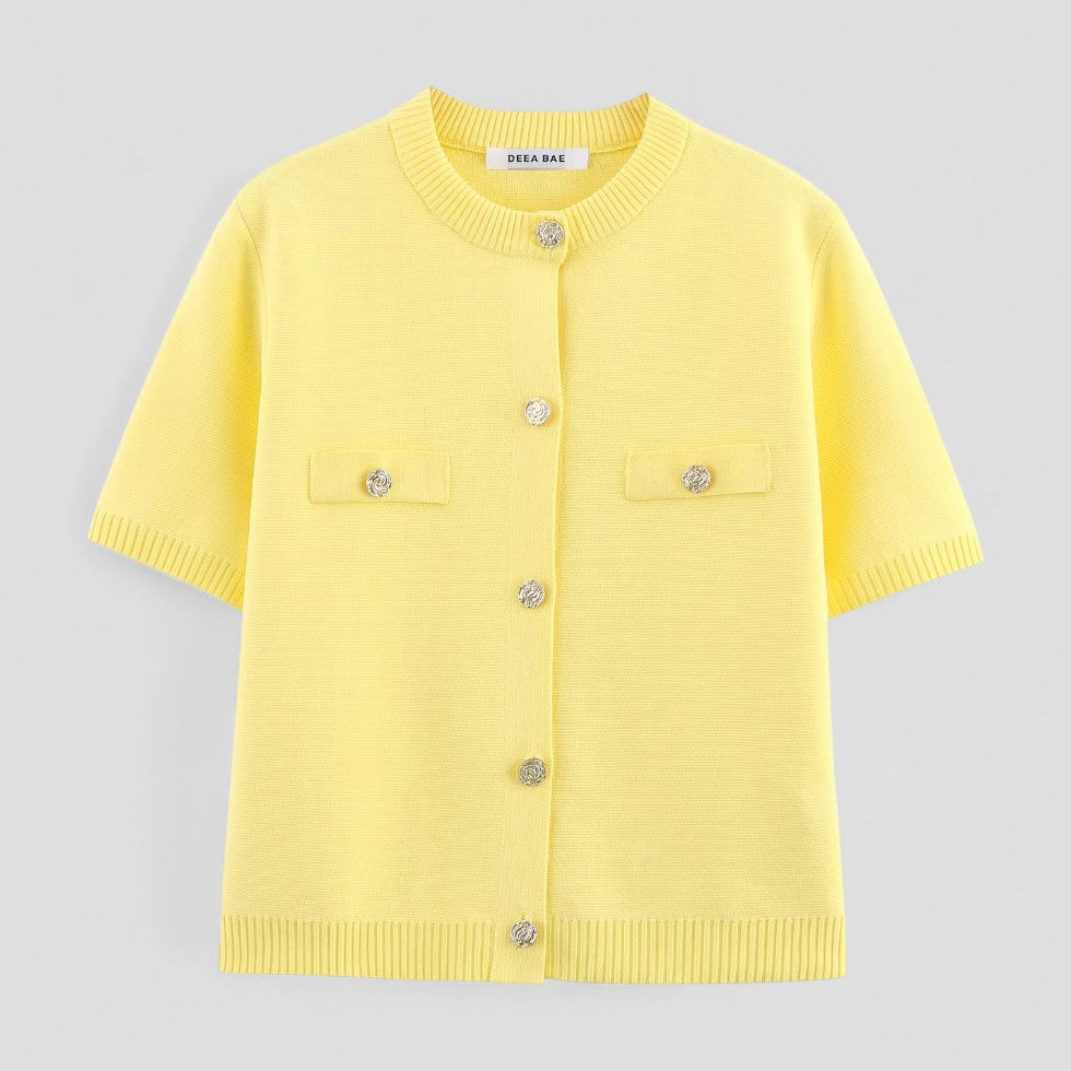 Kvinners Strikket Cardigan med Knapp Front 1