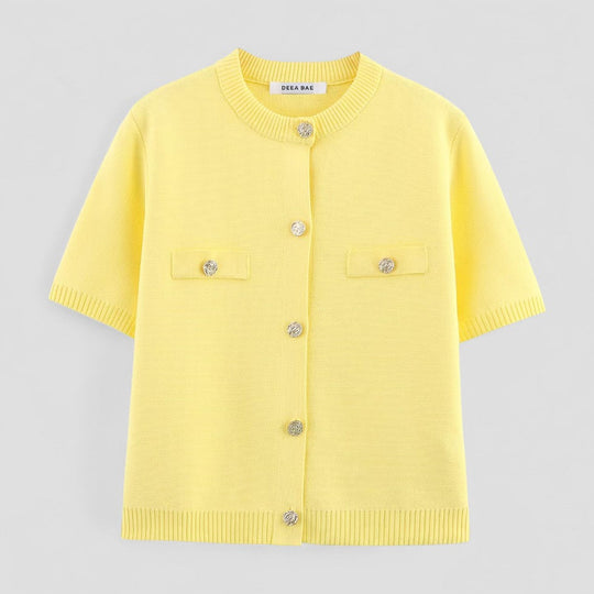 Kvinners Strikket Cardigan med Knapp Front 1
