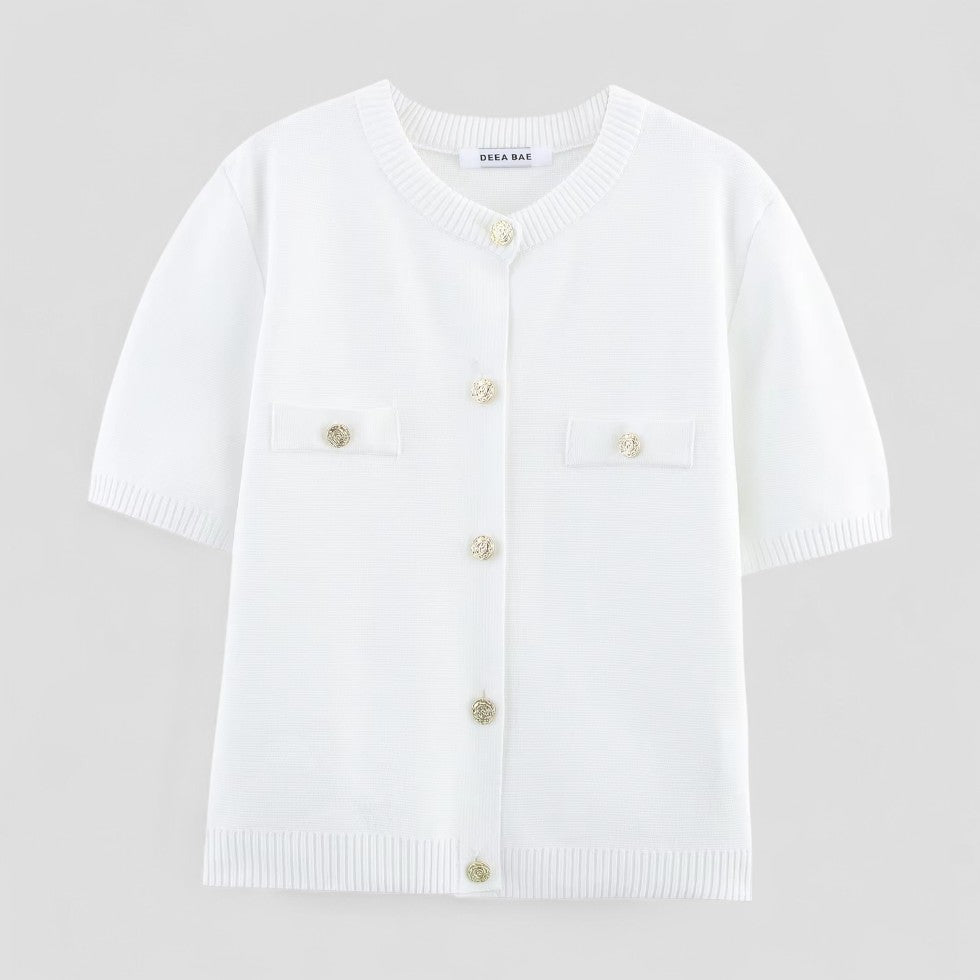 Kvinners Strikket Cardigan med Knapp Front 2