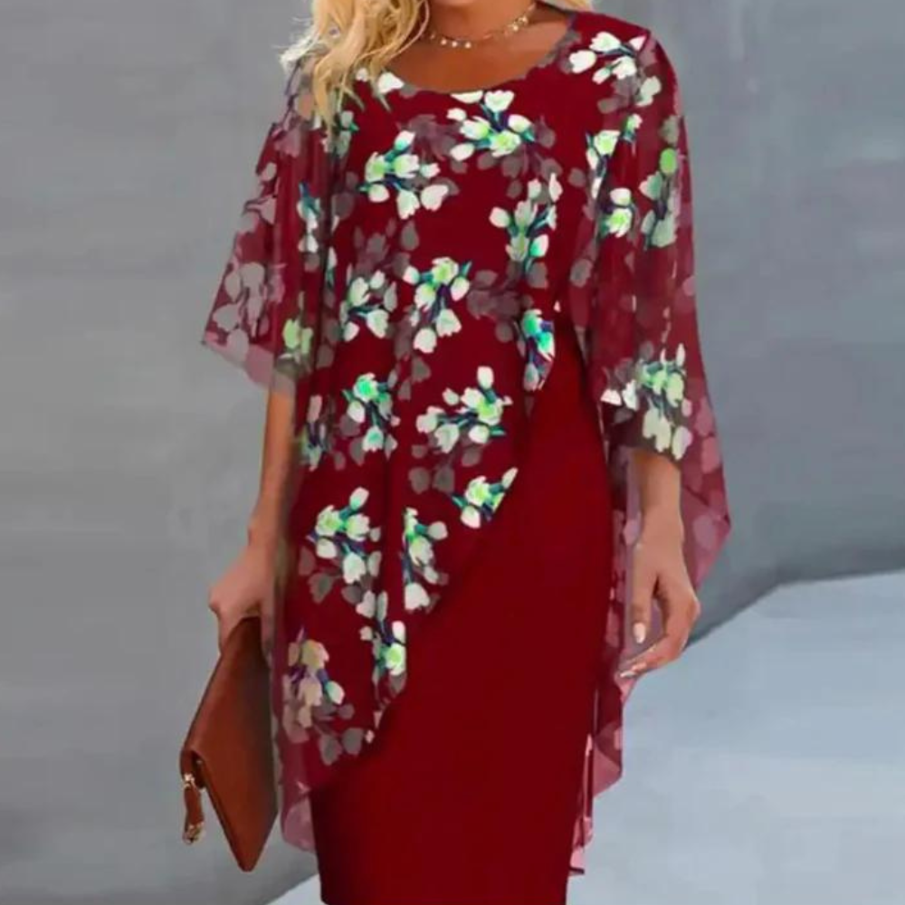 Kvinners Tørklædekjole med Blomsterprint 1