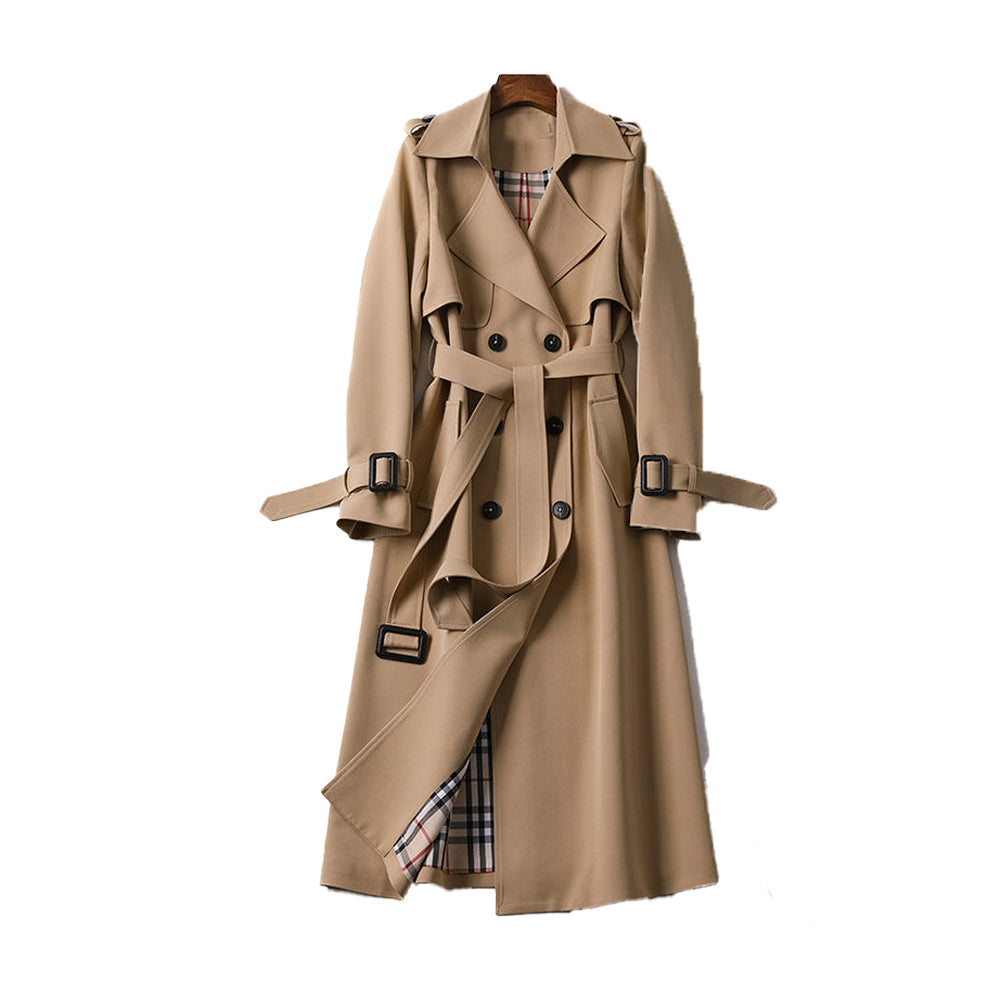 Kvinners Trenchcoat Med Dobbelknapp Og Allsidig Design 0