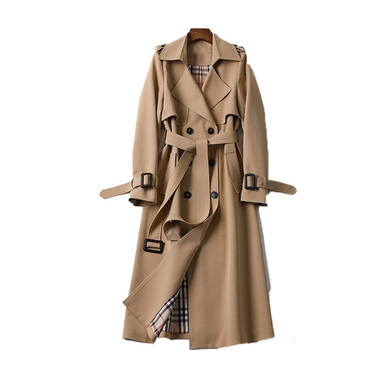 Kvinners Trenchcoat Med Dobbelknapp Og Allsidig Design 1