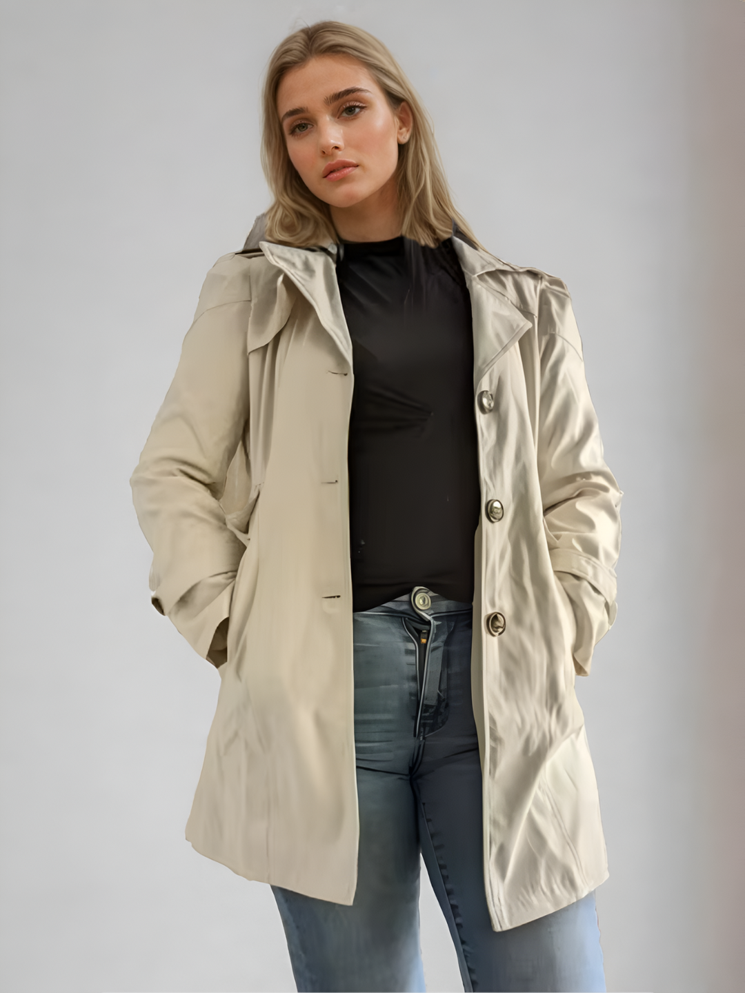 Kvinners Trenchcoat med Klassisk Design 1