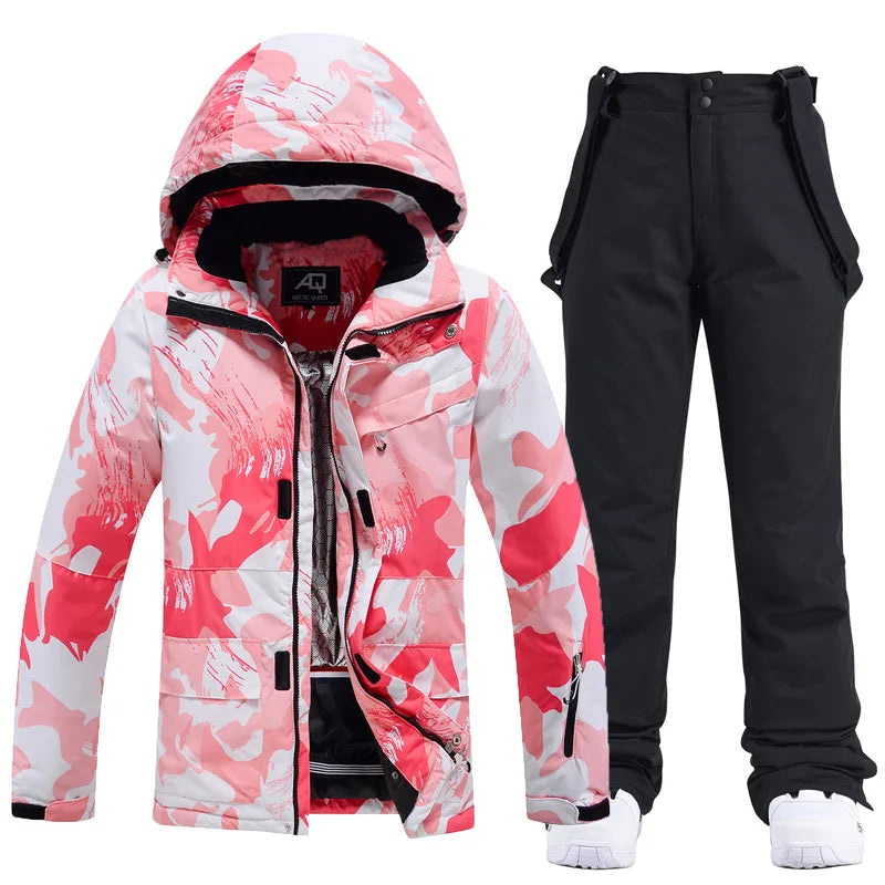 Kvinners Vinter Skidress med Hette 8