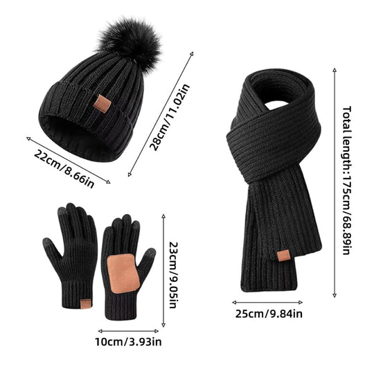 Kvinners Vintersett 3-i-1 med Beanie, Skjerf og Hansker 8