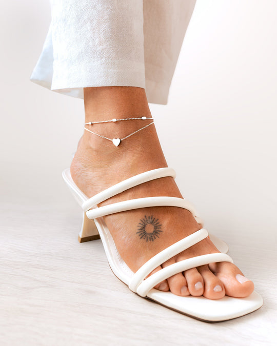 Kvinnes Ankelkledning Dobbelt Kjede Med Hjerte Detaljer 5