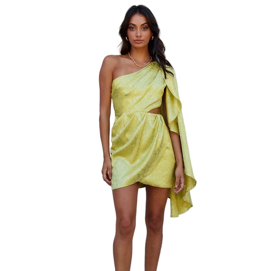 Kvinnes Asymmetrisk Cocktailkjole med Kappe 0