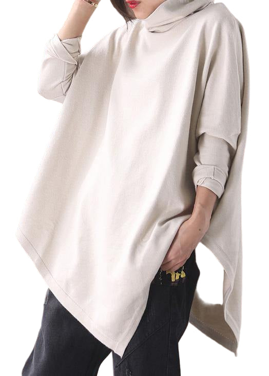 Kvinnes Asymmetrisk Hem Bluse Høy Hals 0