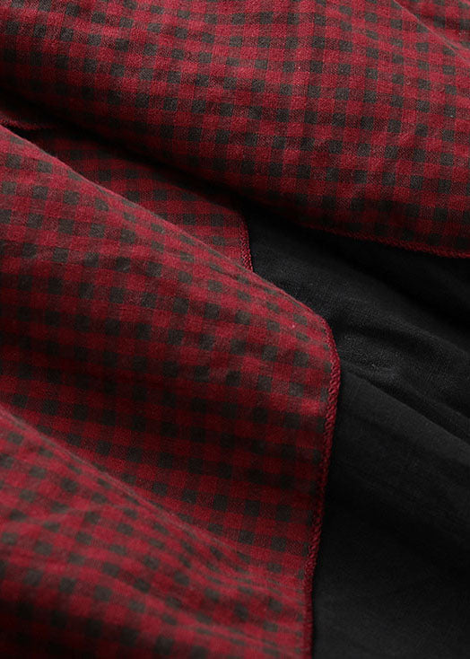 Kvinnes Asymmetrisk Patchwork-skjørt i Rød 3