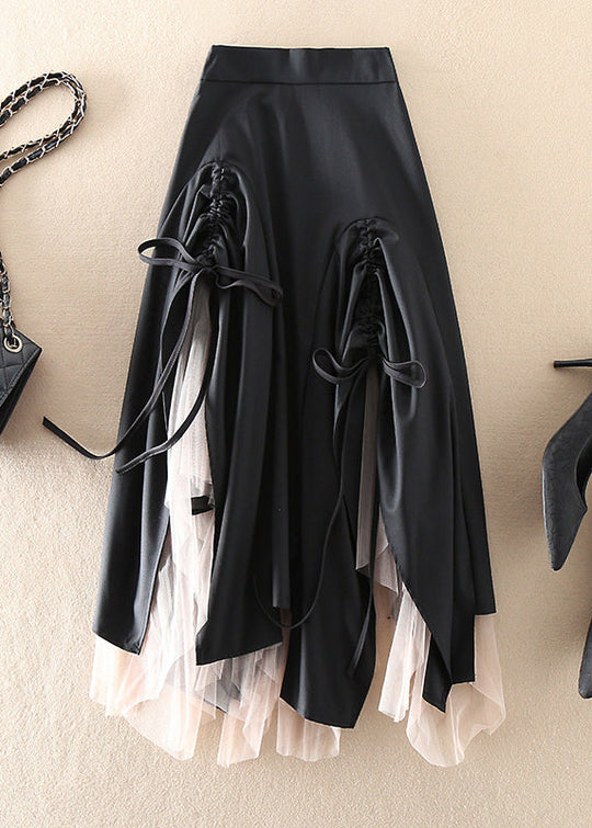 Kvinnes Asymmetrisk Tyllskjørt med Snøring 0