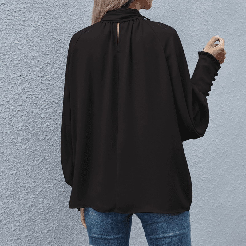 Kvinnes Bluse Langermet Polyester Minimalistisk Design 2
