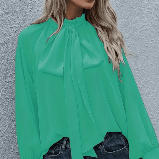 Kvinnes Bluse Langermet Polyester Minimalistisk Design 3