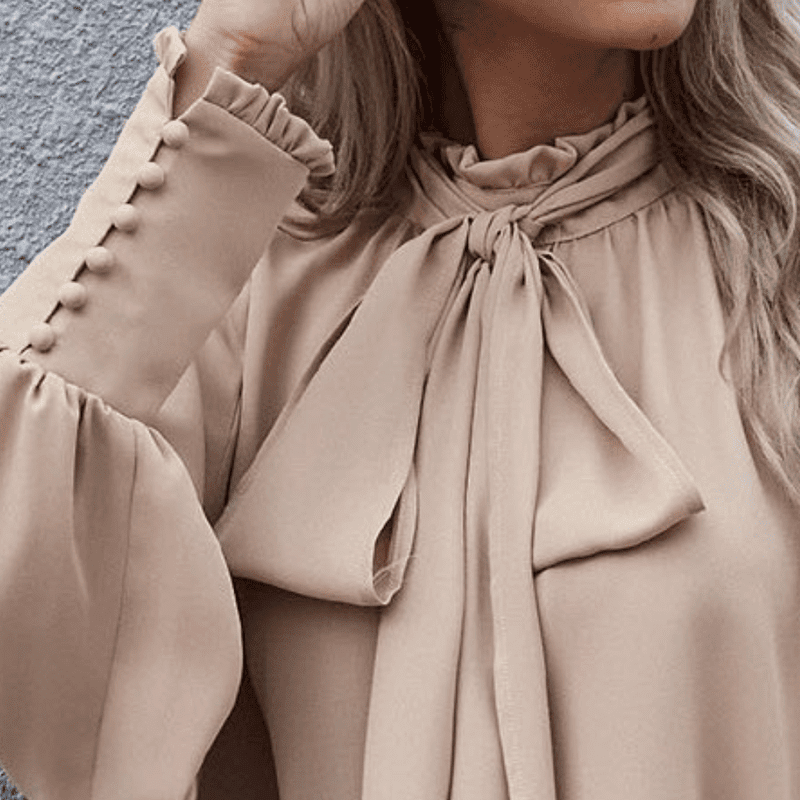 Kvinnes Bluse Langermet Polyester Minimalistisk Design 5