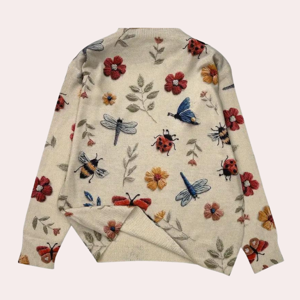 Kvinnes Damesweater Blomsterdesign Myk og Behagelig 1