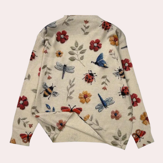 Kvinnes Damesweater Blomsterdesign Myk og Behagelig 1