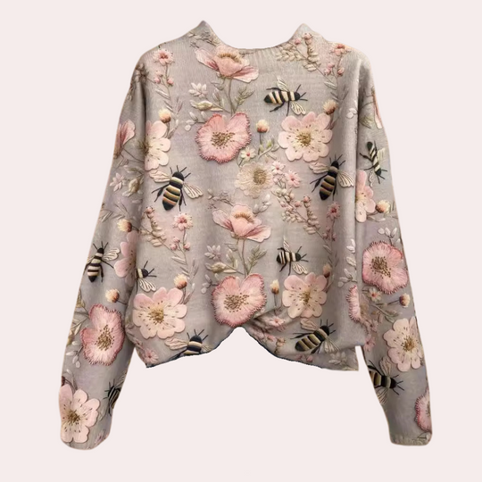 Kvinnes Damesweater Blomsterdesign Myk og Behagelig 2
