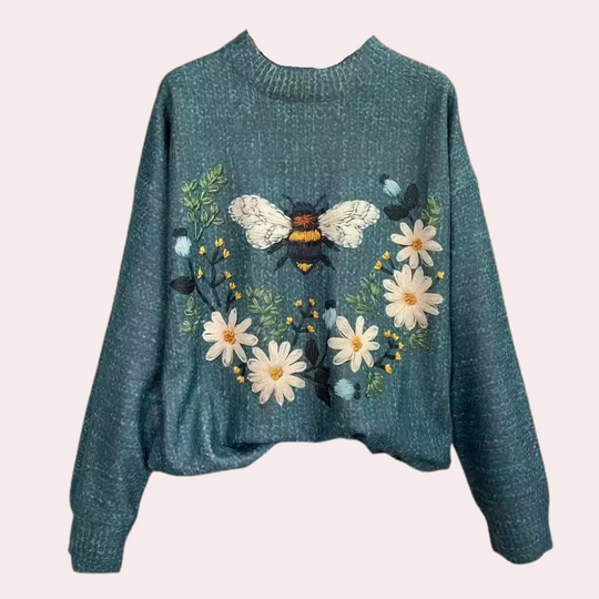 Kvinnes Damesweater Blomsterdesign Myk og Behagelig 3