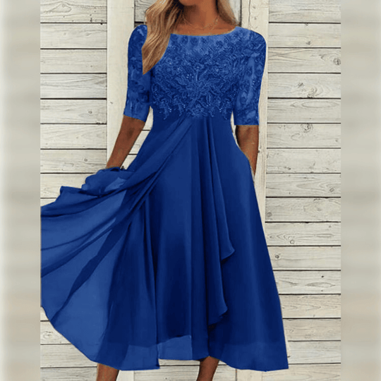 Kvinnes Maxi Kjole Asymmetrisk A-linje Lett Materiale 6