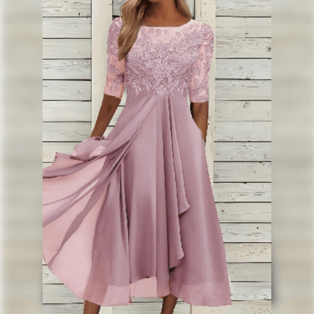 Kvinnes Maxi Kjole Asymmetrisk A-linje Lett Materiale 7