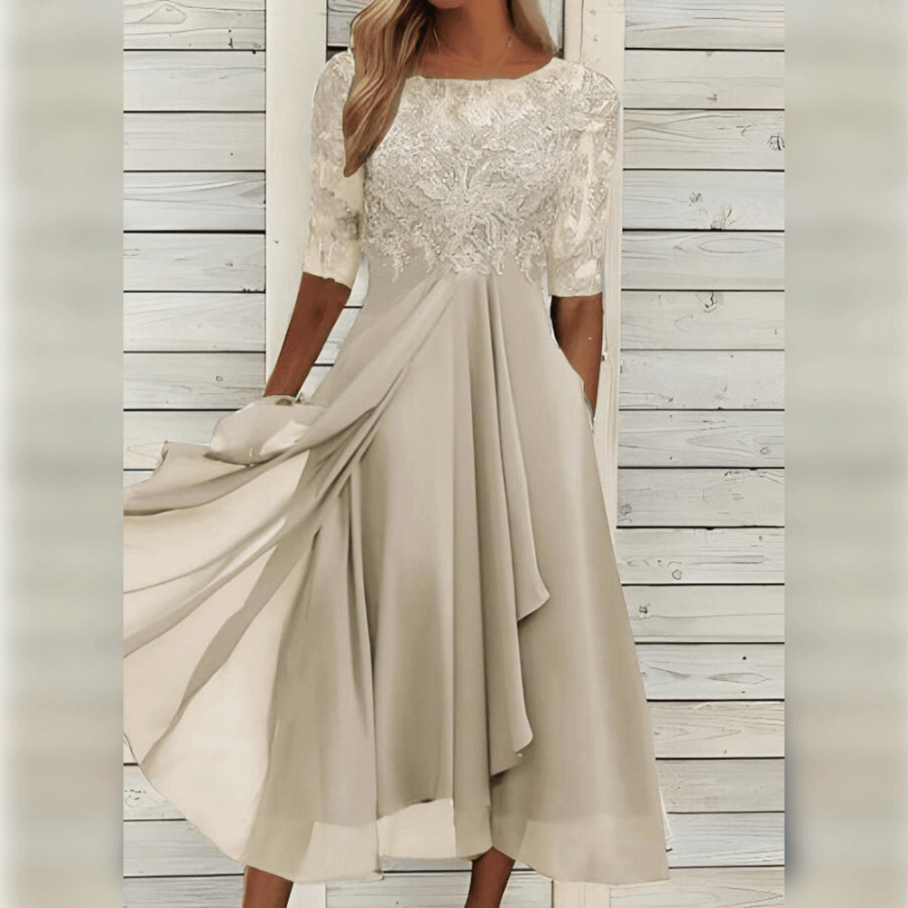 Kvinnes Maxi Kjole Asymmetrisk A-linje Lett Materiale 8