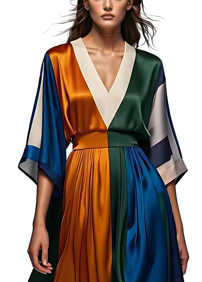 Kvinnes Maxi Kjole V-hals Høy Midje 0