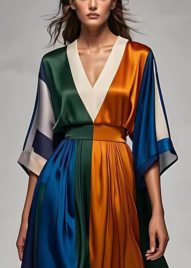 Kvinnes Maxi Kjole V-hals Høy Midje 1