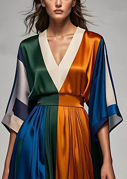 Kvinnes Maxi Kjole V-hals Høy Midje 3