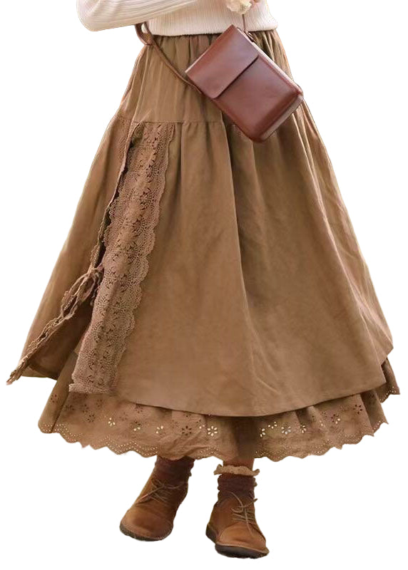 Kvinnes Søtt Skjørt med Blonder og Patchwork 0