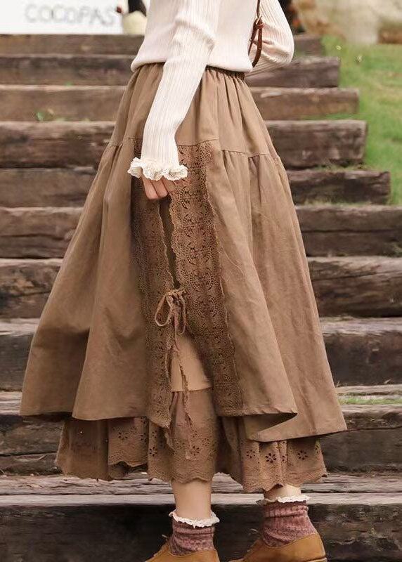 Kvinnes Søtt Skjørt med Blonder og Patchwork 1