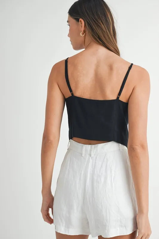 Kvinnes Tank Top med Knappedetaljer i Linblanding 4