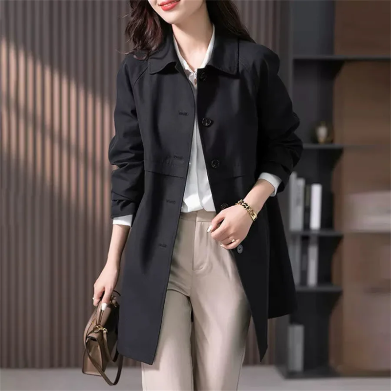 Kvinnes Trenchcoat Klassisk Stil 3