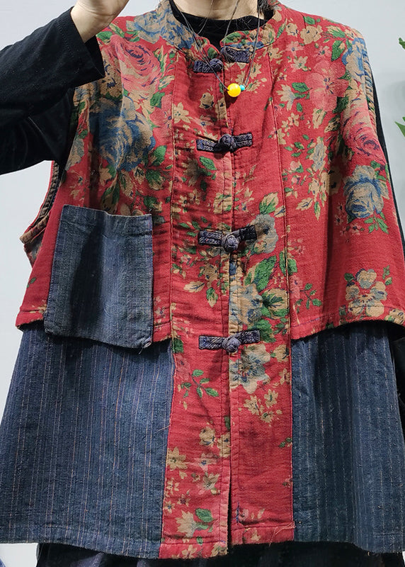 Kvinnes Vintage Ermeløs Vest med Kinesisk Knapp 2