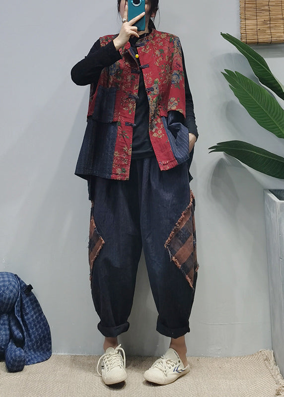 Kvinnes Vintage Ermeløs Vest med Kinesisk Knapp 4