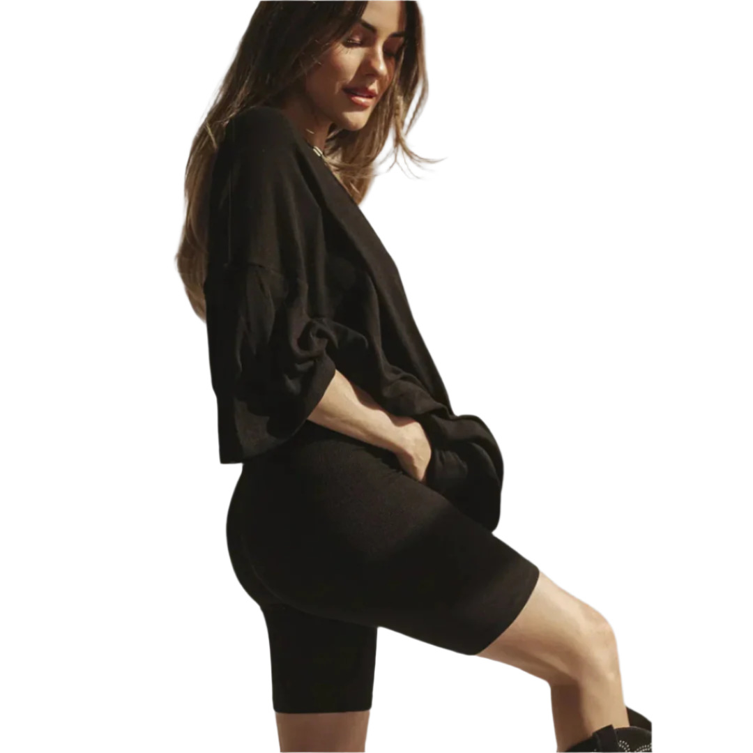 Kvinnesett Oversized Topp og Shorts Myk Pustende Tekstil 0