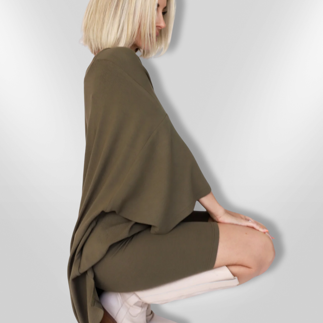 Kvinnesett Oversized Topp og Shorts Myk Pustende Tekstil 4
