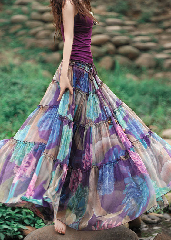 Kvinnesommerskjørt med Snøring og Rynkede Detaljer 1