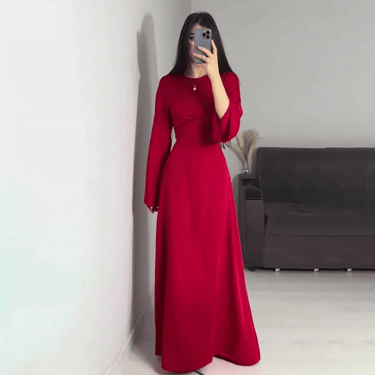 Lang Kjole Dame Satin Flatterende Design til Bryllup og Formelle Anledninger 2