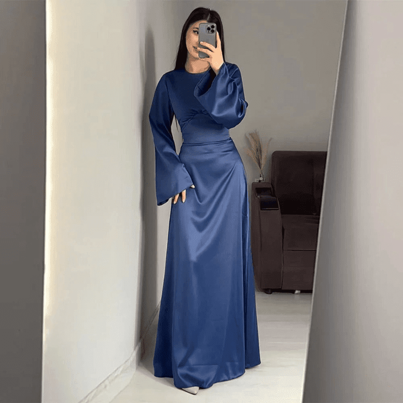 Lang Kjole Dame Satin Flatterende Design til Bryllup og Formelle Anledninger 3