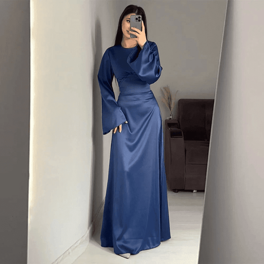 Lang Kjole Dame Satin Flatterende Design til Bryllup og Formelle Anledninger 3