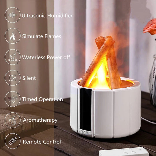 Luftfukter med Aromaterapi og Flammedesign for Beroligende Atmosfære 5