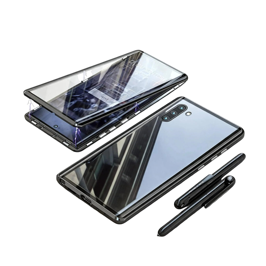Magnetisk Telefondeksel Dobbeltsidig Herdet Glass for Samsung Galaxy og Note 0