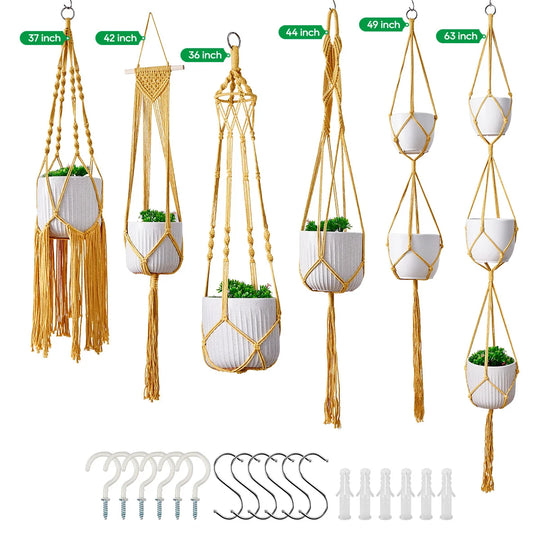 Makramé planteopphengssett bohemsk stil 6