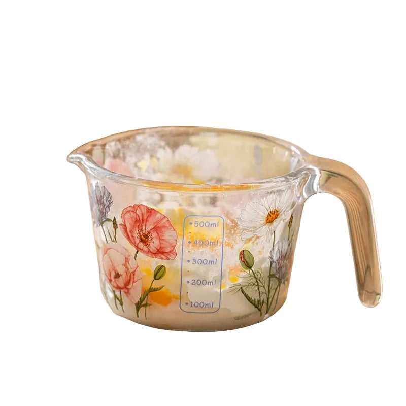 Målebeger med Lokk i Retro Blomstermønster 0